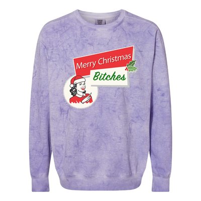 Funny Merry Christmas Bitches Inappropriate Adult Colorblast Crewneck Sweatshirt