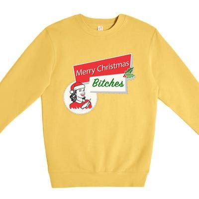 Funny Merry Christmas Bitches Inappropriate Adult Premium Crewneck Sweatshirt