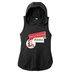 Funny Merry Christmas Bitches Inappropriate Adult Ladies PosiCharge Tri-Blend Wicking Draft Hoodie Tank