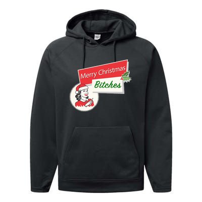 Funny Merry Christmas Bitches Inappropriate Adult Performance Fleece Hoodie