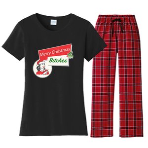 Funny Merry Christmas Bitches Inappropriate Adult Women's Flannel Pajama Set