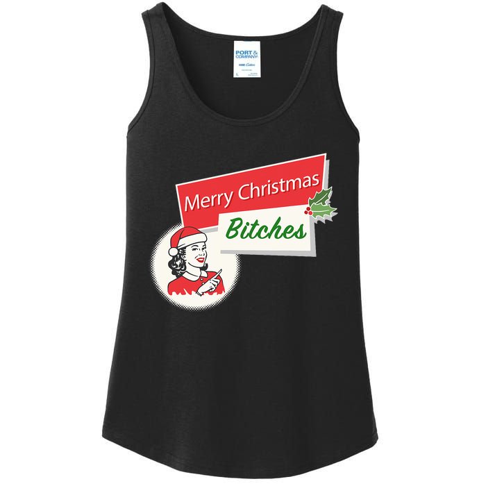 Funny Merry Christmas Bitches Inappropriate Adult Ladies Essential Tank