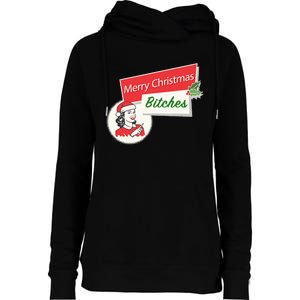 Funny Merry Christmas Bitches Inappropriate Adult Womens Funnel Neck Pullover Hood