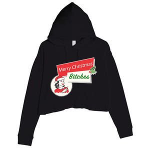 Funny Merry Christmas Bitches Inappropriate Adult Crop Fleece Hoodie