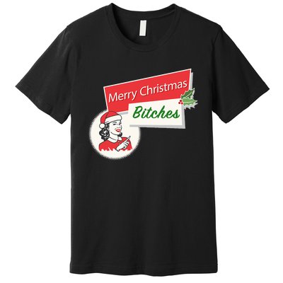 Funny Merry Christmas Bitches Inappropriate Adult Premium T-Shirt