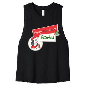 Funny Merry Christmas Bitches Inappropriate Adult Women's Racerback Cropped Tank