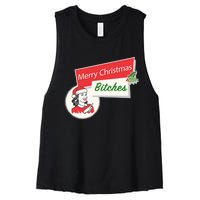 Funny Merry Christmas Bitches Inappropriate Adult Women's Racerback Cropped Tank