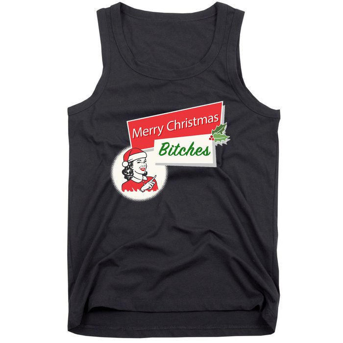 Funny Merry Christmas Bitches Inappropriate Adult Tank Top