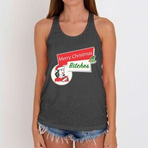 Funny Merry Christmas Bitches Inappropriate Adult Women's Knotted Racerback Tank