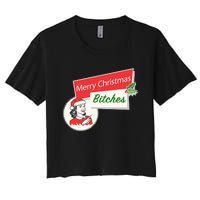 Funny Merry Christmas Bitches Inappropriate Adult Women's Crop Top Tee