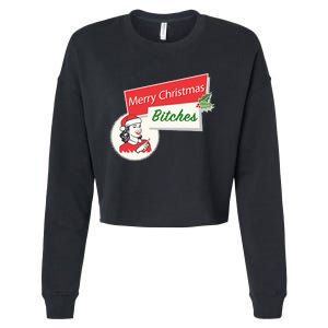 Funny Merry Christmas Bitches Inappropriate Adult Cropped Pullover Crew