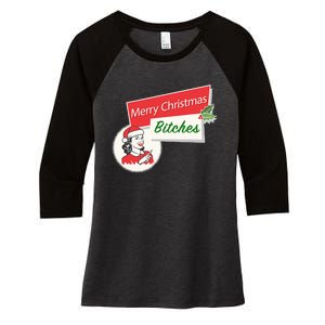 Funny Merry Christmas Bitches Inappropriate Adult Women's Tri-Blend 3/4-Sleeve Raglan Shirt