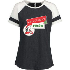 Funny Merry Christmas Bitches Inappropriate Adult Enza Ladies Jersey Colorblock Tee