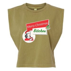 Funny Merry Christmas Bitches Inappropriate Adult Garment-Dyed Women's Muscle Tee