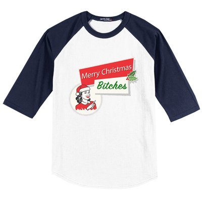 Funny Merry Christmas Bitches Inappropriate Adult Baseball Sleeve Shirt