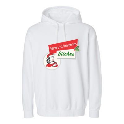 Funny Merry Christmas Bitches Inappropriate Adult Garment-Dyed Fleece Hoodie