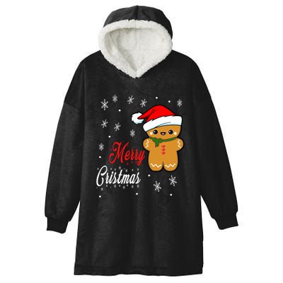 Funny Merry Christmas Gingerbread Man Costume Long Sleeve Hooded Wearable Blanket