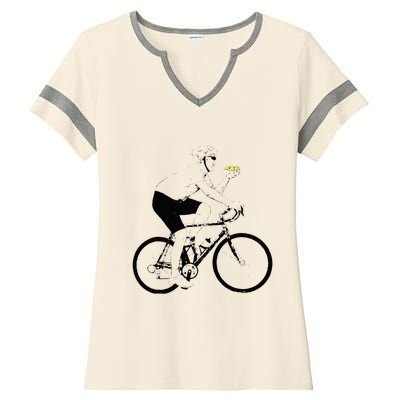 Funny Mountainbike Cycling Eating Pizza Bicycle Ladies Halftime Notch Neck Tee