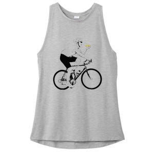 Funny Mountainbike Cycling Eating Pizza Bicycle Ladies PosiCharge Tri-Blend Wicking Tank