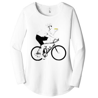 Funny Mountainbike Cycling Eating Pizza Bicycle Women's Perfect Tri Tunic Long Sleeve Shirt