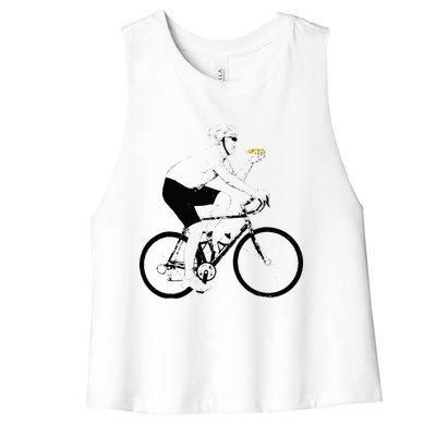 Funny Mountainbike Cycling Eating Pizza Bicycle Women's Racerback Cropped Tank