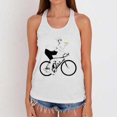 Funny Mountainbike Cycling Eating Pizza Bicycle Women's Knotted Racerback Tank