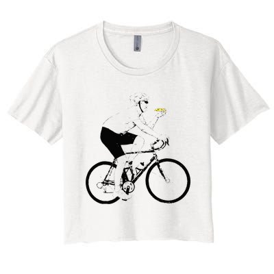 Funny Mountainbike Cycling Eating Pizza Bicycle Women's Crop Top Tee