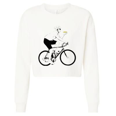 Funny Mountainbike Cycling Eating Pizza Bicycle Cropped Pullover Crew