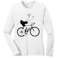 Funny Mountainbike Cycling Eating Pizza Bicycle Ladies Long Sleeve Shirt