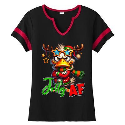 Funny Merry Christmas Santa Hat Xmas Christmas Duck Lover Ladies Halftime Notch Neck Tee