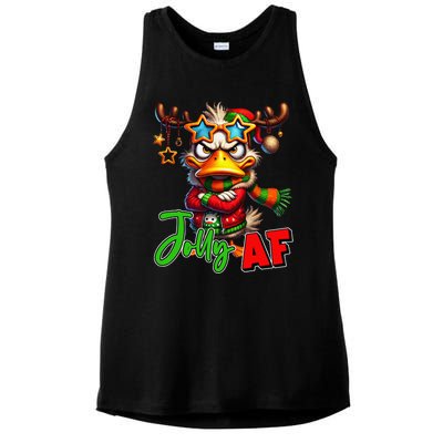 Funny Merry Christmas Santa Hat Xmas Christmas Duck Lover Ladies PosiCharge Tri-Blend Wicking Tank