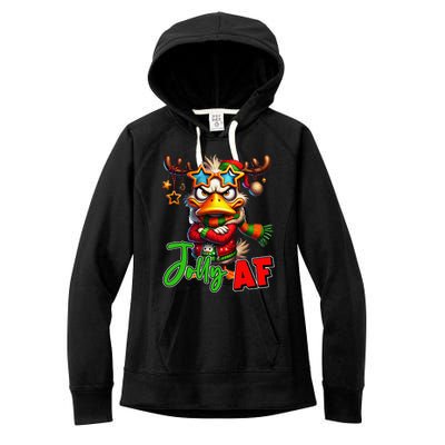 Funny Merry Christmas Santa Hat Xmas Christmas Duck Lover Women's Fleece Hoodie