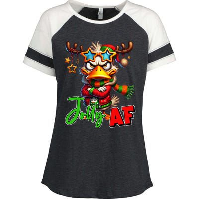 Funny Merry Christmas Santa Hat Xmas Christmas Duck Lover Enza Ladies Jersey Colorblock Tee