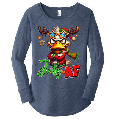 Funny Merry Christmas Santa Hat Xmas Christmas Duck Lover Women's Perfect Tri Tunic Long Sleeve Shirt