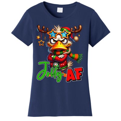 Funny Merry Christmas Santa Hat Xmas Christmas Duck Lover Women's T-Shirt