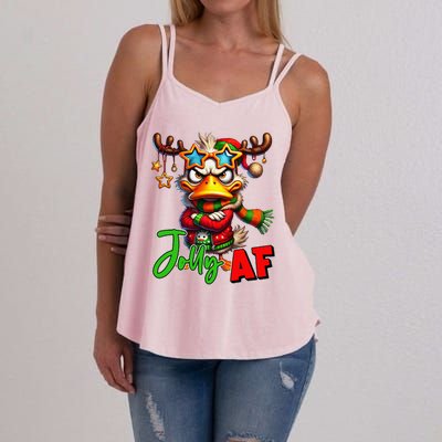 Funny Merry Christmas Santa Hat Xmas Christmas Duck Lover Women's Strappy Tank