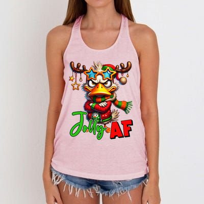 Funny Merry Christmas Santa Hat Xmas Christmas Duck Lover Women's Knotted Racerback Tank