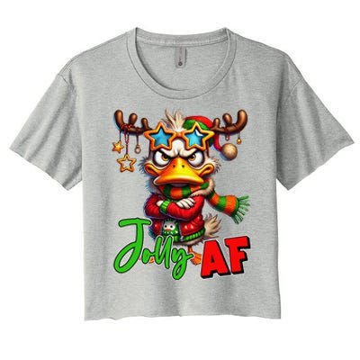 Funny Merry Christmas Santa Hat Xmas Christmas Duck Lover Women's Crop Top Tee