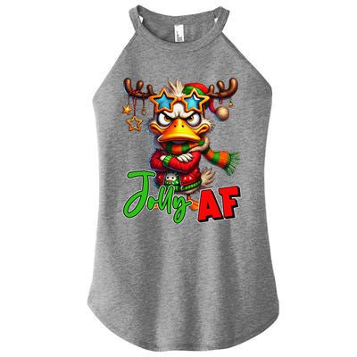 Funny Merry Christmas Santa Hat Xmas Christmas Duck Lover Women's Perfect Tri Rocker Tank