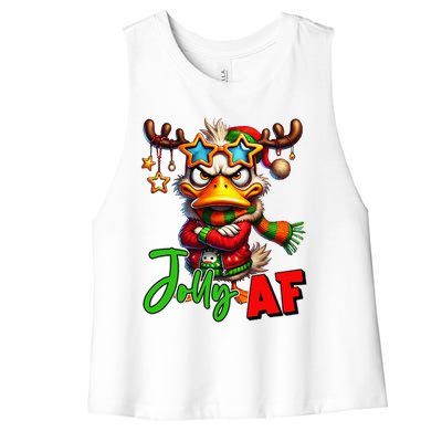 Funny Merry Christmas Santa Hat Xmas Christmas Duck Lover Women's Racerback Cropped Tank