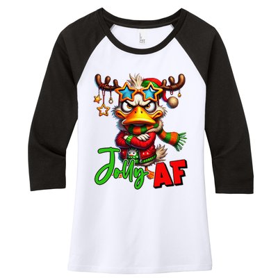 Funny Merry Christmas Santa Hat Xmas Christmas Duck Lover Women's Tri-Blend 3/4-Sleeve Raglan Shirt