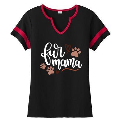 Fur Mama Cute Gift Ladies Halftime Notch Neck Tee