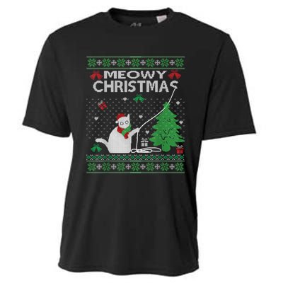 Funny Meowy Christmas Cat Owners Xmas Cooling Performance Crew T-Shirt