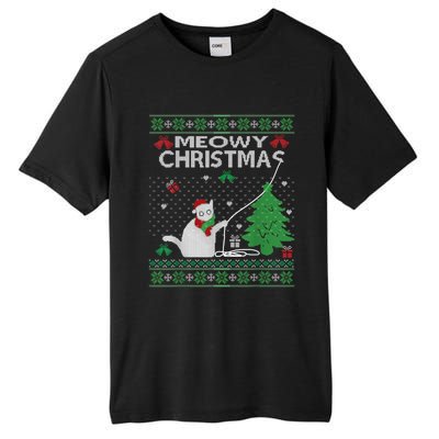 Funny Meowy Christmas Cat Owners Xmas Tall Fusion ChromaSoft Performance T-Shirt