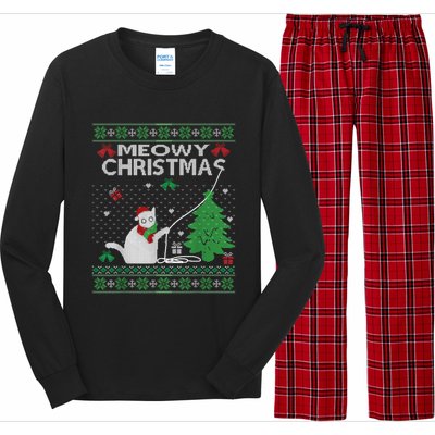 Funny Meowy Christmas Cat Owners Xmas Long Sleeve Pajama Set