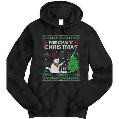 Funny Meowy Christmas Cat Owners Xmas Tie Dye Hoodie