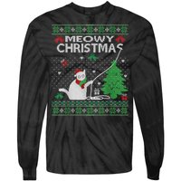 Funny Meowy Christmas Cat Owners Xmas Tie-Dye Long Sleeve Shirt