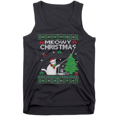 Funny Meowy Christmas Cat Owners Xmas Tank Top