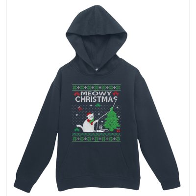 Funny Meowy Christmas Cat Owners Xmas Urban Pullover Hoodie