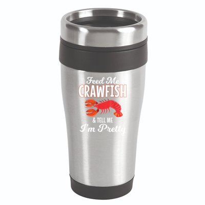 Feed Me Crawfish And Tell Me Im Pretty Funny Mardi Gras 16oz Travel Tumbler